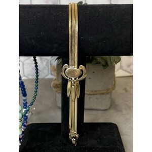 Vintage Monet 1960 Priscilla Slide Mesh Tassel Bracelet Gold Tone